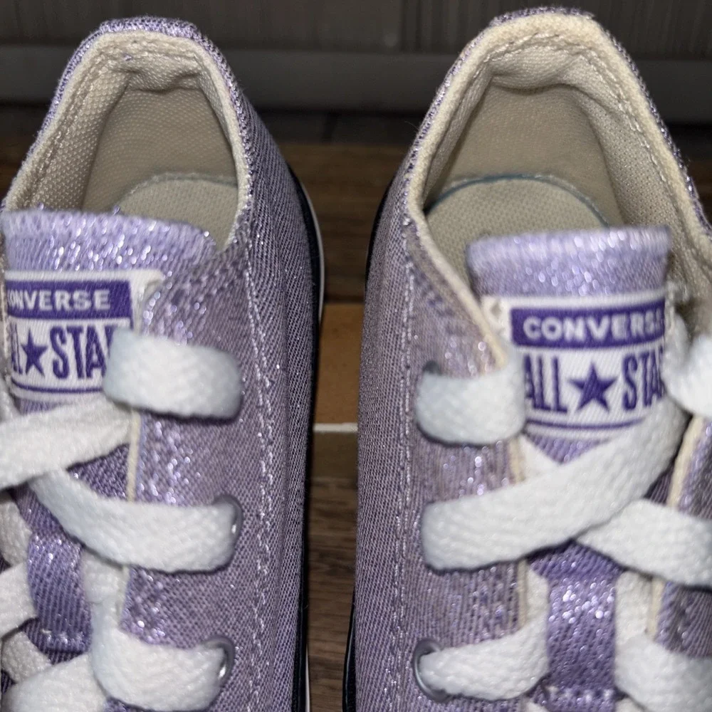 CONVERSE Chuck Taylor All Star Coated Glitter Violet Sneakers Kids Girls 8
